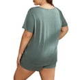 thumbnail image 2 of Hanerdun Womens 2PCS Short Sleeve Pajamas Set Plus Size Sleepwear Nightwear Green 2X, 2 of 5