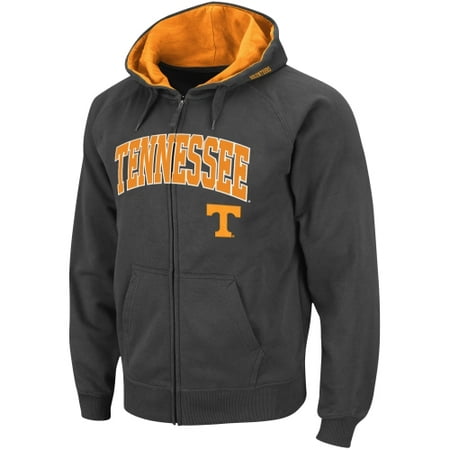 Tennessee Volunteers Crew Sweatshirt - Tennessee Volunteers Stadium Athletic Arch & Logo Full Zip Hoodie - Charcoal