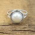 thumbnail image 2 of Earth Gems Jewelry Pearl Ring Pearl Engagement Rings Sterling Silver Rings Handmade Statement Rings for Women, 2 of 10