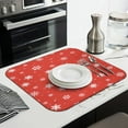 thumbnail image 3 of Red Christmas Snowflake Pattern Dish Drying Mat for Kitchen 1 Pack, Ultra Absorbent Microfiber Dishes Drainer Mats,16x18in(41x46cm), 3 of 6