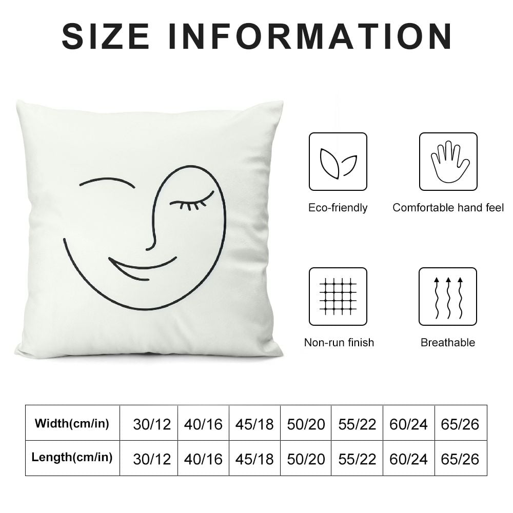 Throw Pillow Cover Wink Face Decorative Pillow Covers Black Lash
