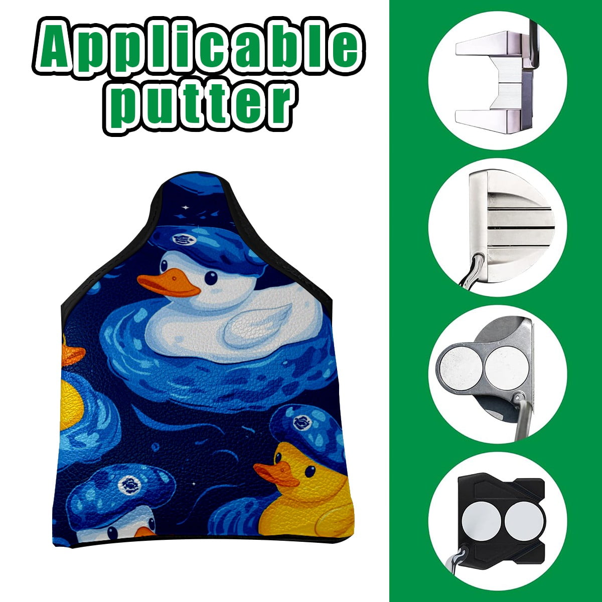 Golf Mallet Putter Cover Premium Leather Waterproof Golf Putter Head Cover with Magnetic Closure Rubber Duck