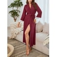 thumbnail image 2 of Richie House Women Kimono Sexy Robes Long Knit Bathrobe V-neck Casual Loungewear RHW2905, 2 of 7