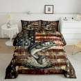 thumbnail image 2 of Feelyou Wildlife Bass Fish Bedding Comforter Set for Teens, US Flag Print Wooden Plank Twin Comforter Sets, Rustic Farmhouse Reversible Bedding Set, Lightweight Room Decor, 2-Piece, 2 of 8