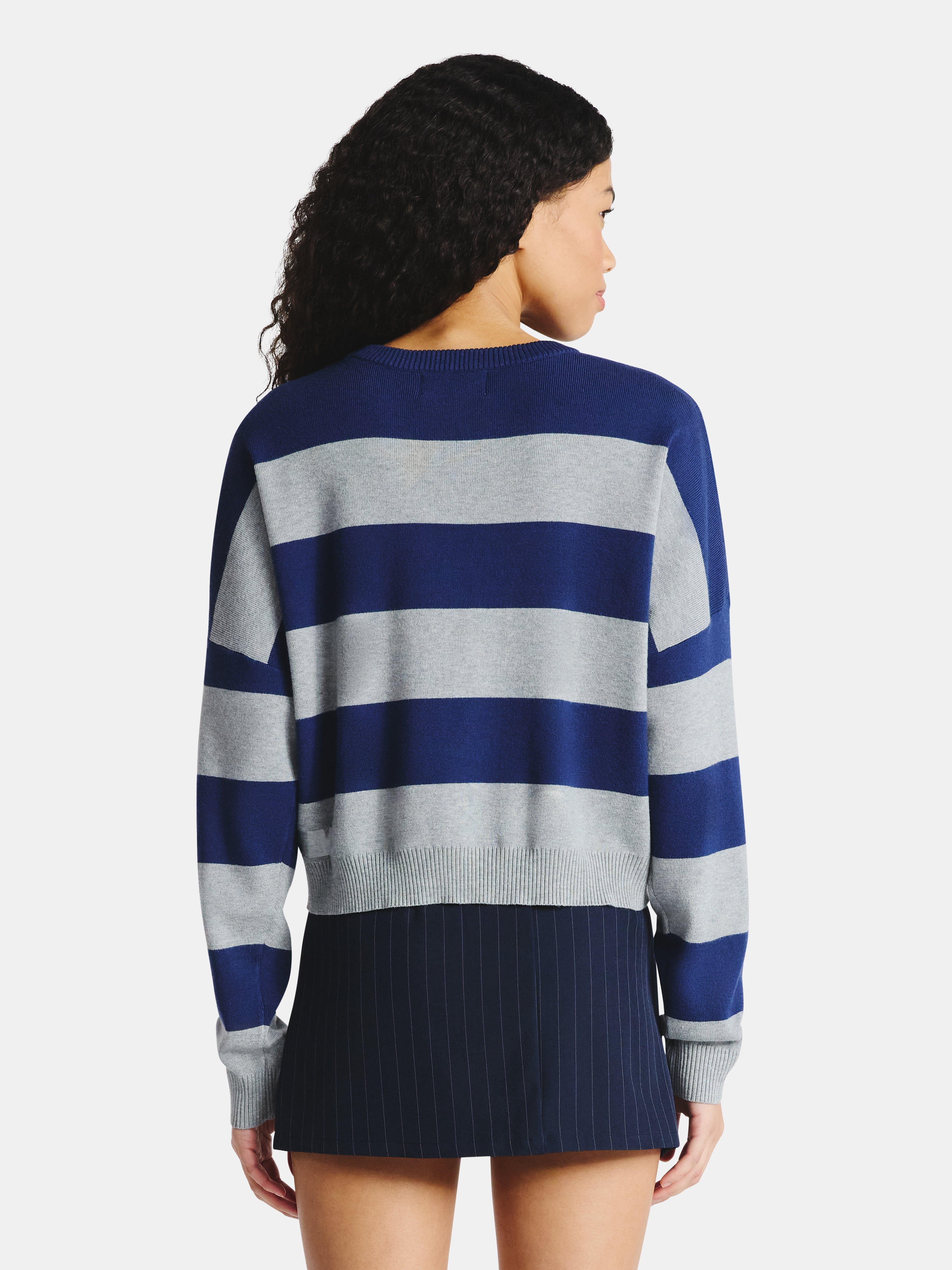 No Boundaries Striped Sweater, Lightweight, Women's
