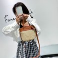 thumbnail image 4 of Bolsa de hombro de punto de paja portátil para mujer de mano de vacaciones de empalme de PU (L) Likrtyny Para Estrenar, 4 of 9