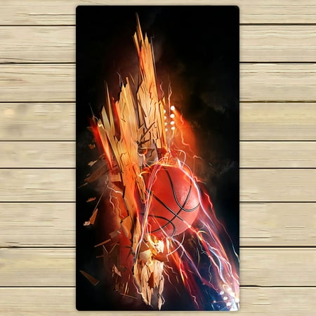 - ZKGK Fire Basketball Art Hand Towel Bath Towels Beach Towel For Home Outdoor Travel Use Size 30x56 Inches