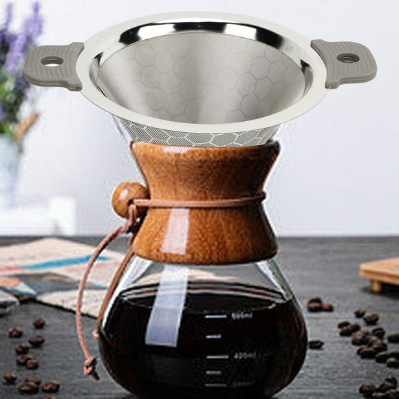Stainless Steel Cone Filter, Cone Coffee Dripper Double Layer 150 Mesh Filter Screen Simple for Home