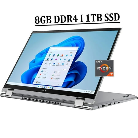 ASUS Zenbook Flip 15 2-in-1 Business Laptop 15.6" FHD IPS Slim bezels Touchscreen AMD Octa-Core Ryzen 7 5700U Processor 8GB DDR4 1TB SSD NVIDIA GeForce MX450 2GB Backlit Keyboard HDMI Win11 Silver