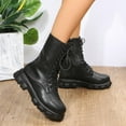 thumbnail image 5 of Dasayo Woman Boots Motorcycle Black Chunky Ankle Side Zip Lace up Round Toe Hiking Boots Ladies Shoes 36, 5 of 9