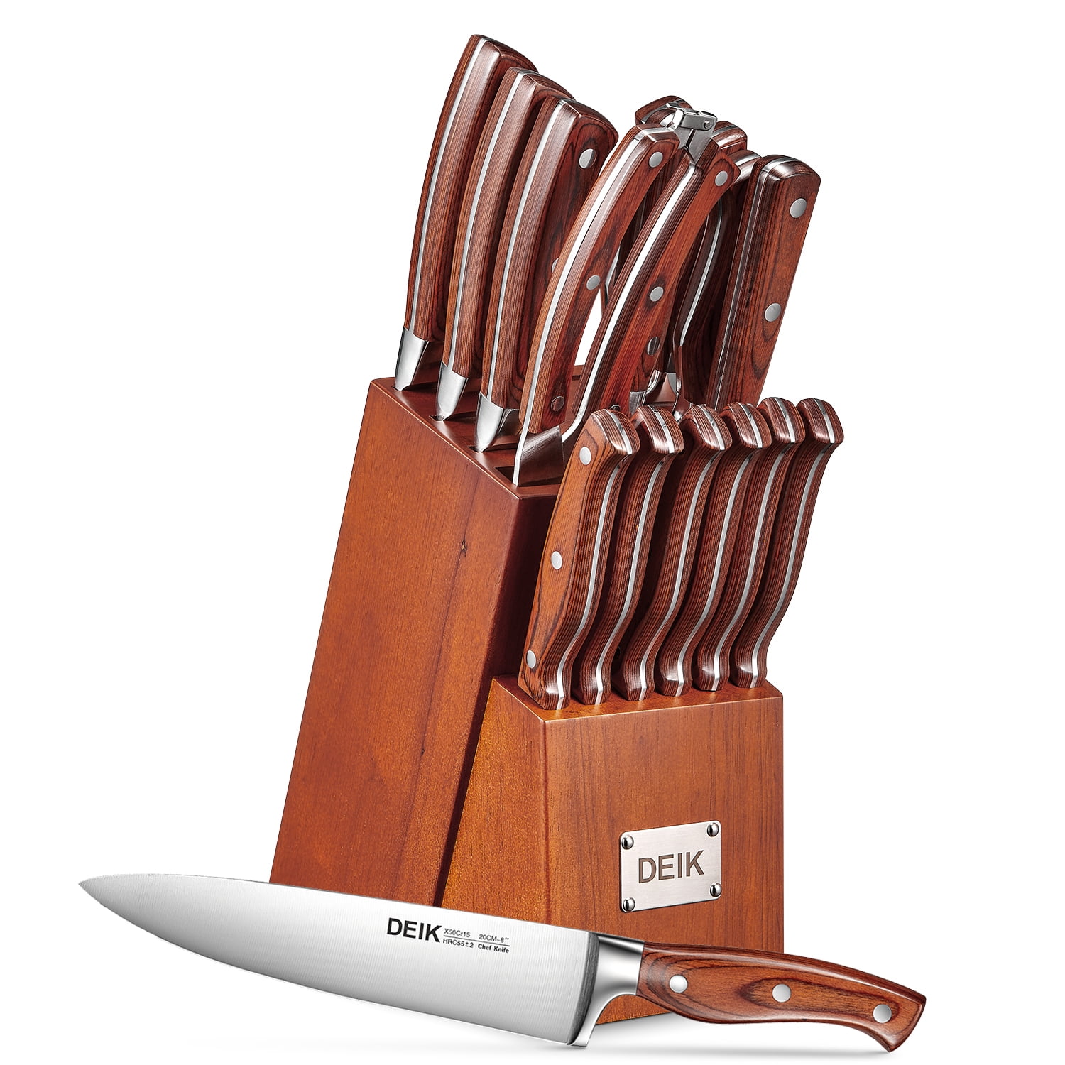 Deik Knife Set with Block, 16 Pieces Professional Knife Set with