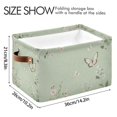 thumbnail image 4 of WOBOGO Butterfly Print with Pastel Flowers Square Storage Basket with Waterproof Canvas and PE Lining Durable PU Leather Handles 14.2×10.2×8.3in, 4 of 9