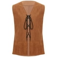 thumbnail image 4 of Haitryli Men's Medieval Renaissance Costume Sleeveless V Neck Lace-up Waistcoat Halloween Pirate Brown S, 4 of 7