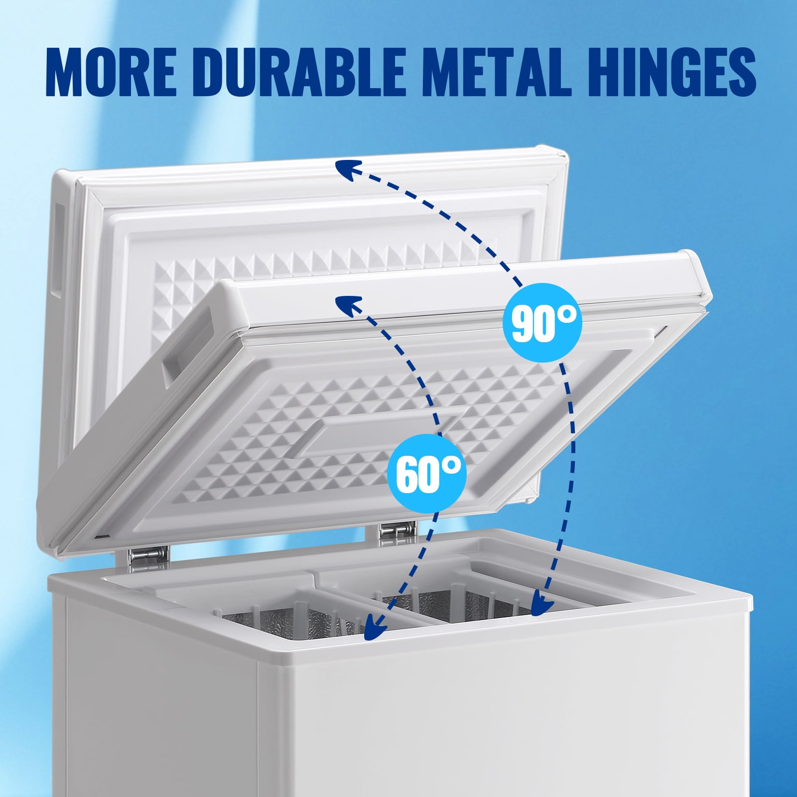 2.2 Cu.ft Chest Mini Freezer Deep Freezer for Bulk Storage Top Open Door 2 Removable Baskets 7 Modes Temperature for Home Apartment Kitchen White
