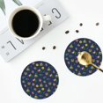 thumbnail image 4 of Fuzoiu Mardi Gras Carnival Print Leather Coasters Set,Drink Coasters Set of 4,for Tabletop Protection, Durable PVC Coasters,Home Décor and Housewarming Gift-Round Shape, 4 of 6