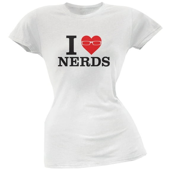 I Heart Nerds White Soft Juniors T-Shirt - Large