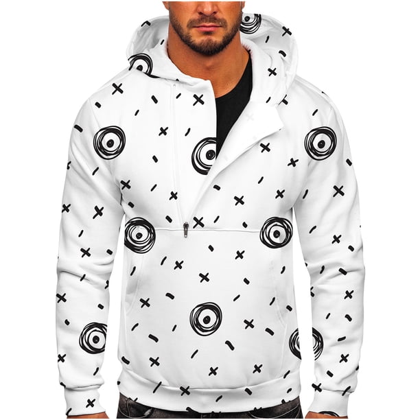 Sudadera informal con capucha y estampado de teñido anudado y media cremallera para hombre Pompotops oipoqjl52256
