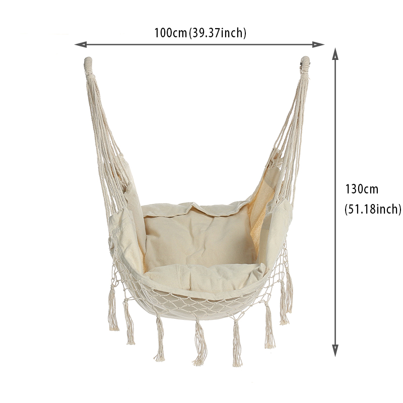 Outdoor Hammock Chair Hanging Rope Chair Hanging Swing Bar Yard Patio Porch Garden Porch 51.18X39.37inch - image 3 of 6