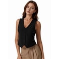 thumbnail image 2 of Vest Tops for Women, Knit V-Neck Sleeveless Button Down Vest Business Casual Outfits Black L, 2 of 8