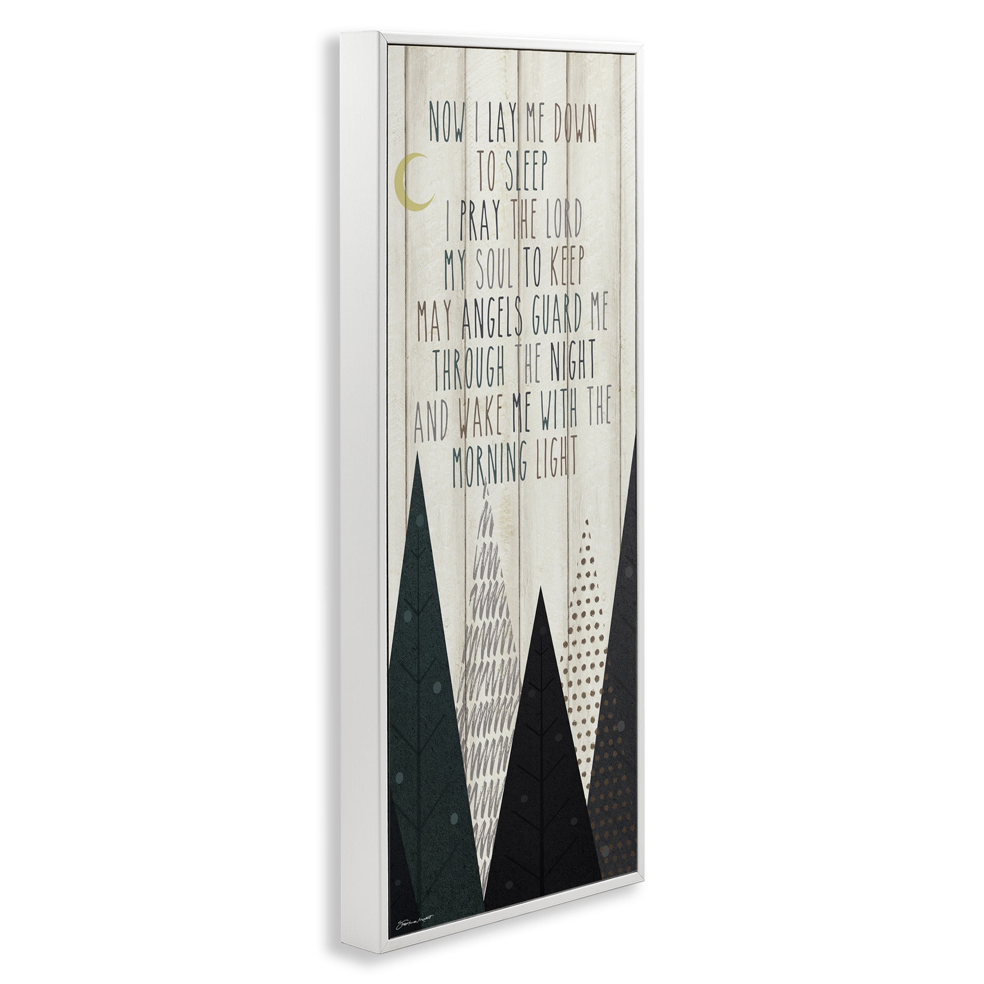 Stupell Industries Bedtime Forest Poem Art for Kids Painting White Framed Art Print Wall Art, 13 x 30