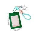 thumbnail image 3 of JHyouerji Leather ID Badge Card Holder Green 4x3 Inch,Double Slot Transparent Photo Case with Lanyard for Office Daily Commute Keychain Accessory, 3 of 6