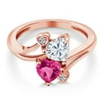 thumbnail image 3 of Gem Stone King 18K Rose Gold Plated Silver White Moissanite Ring for Women (1.63 Cttw, Heart Shape 6MM, Gemstone Birthstone, Size 7), 3 of 6