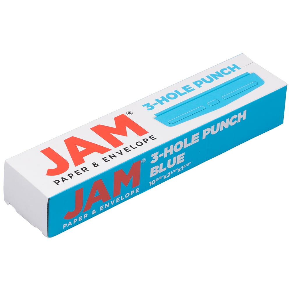 JAM Paper Metal 3 Hole Punch, Blue, 10 Sheet Capacity, Hole Puncher, 1 Pack
