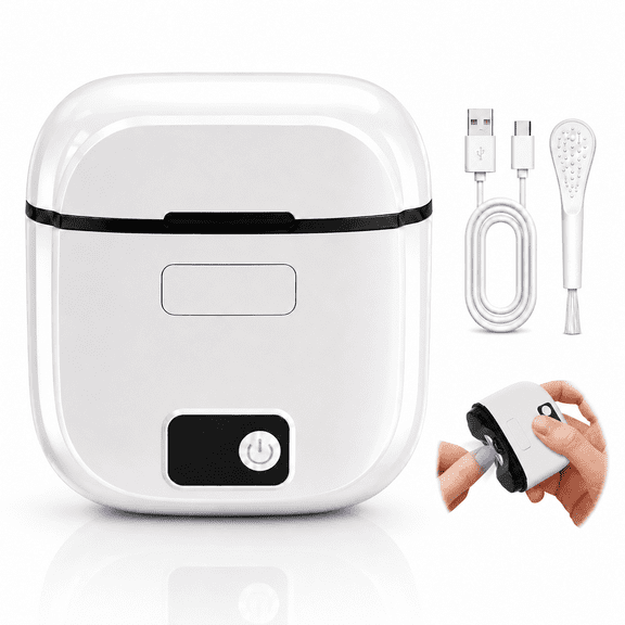 Electric Nail Clipper with Clippings Catcher - 3-Speed Automatic Trimmer, LED Light, Safe for Adults, Seniors & Kids (White)