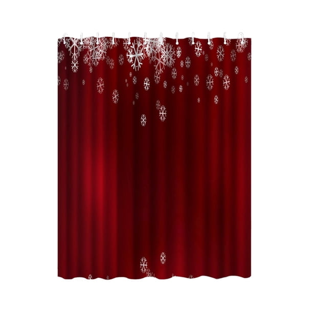 Cortina de ducha navideña de 70 x 78 pulgadas, decoración navideña para celebración de año Nuevo, accesorio multiusos con 12 ganchos para cortina de Estilo A