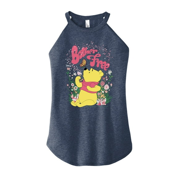 Winnie the Pooh - Sitting in a Field of Flowers - Bother Free - Juniors High Neck Tank Top