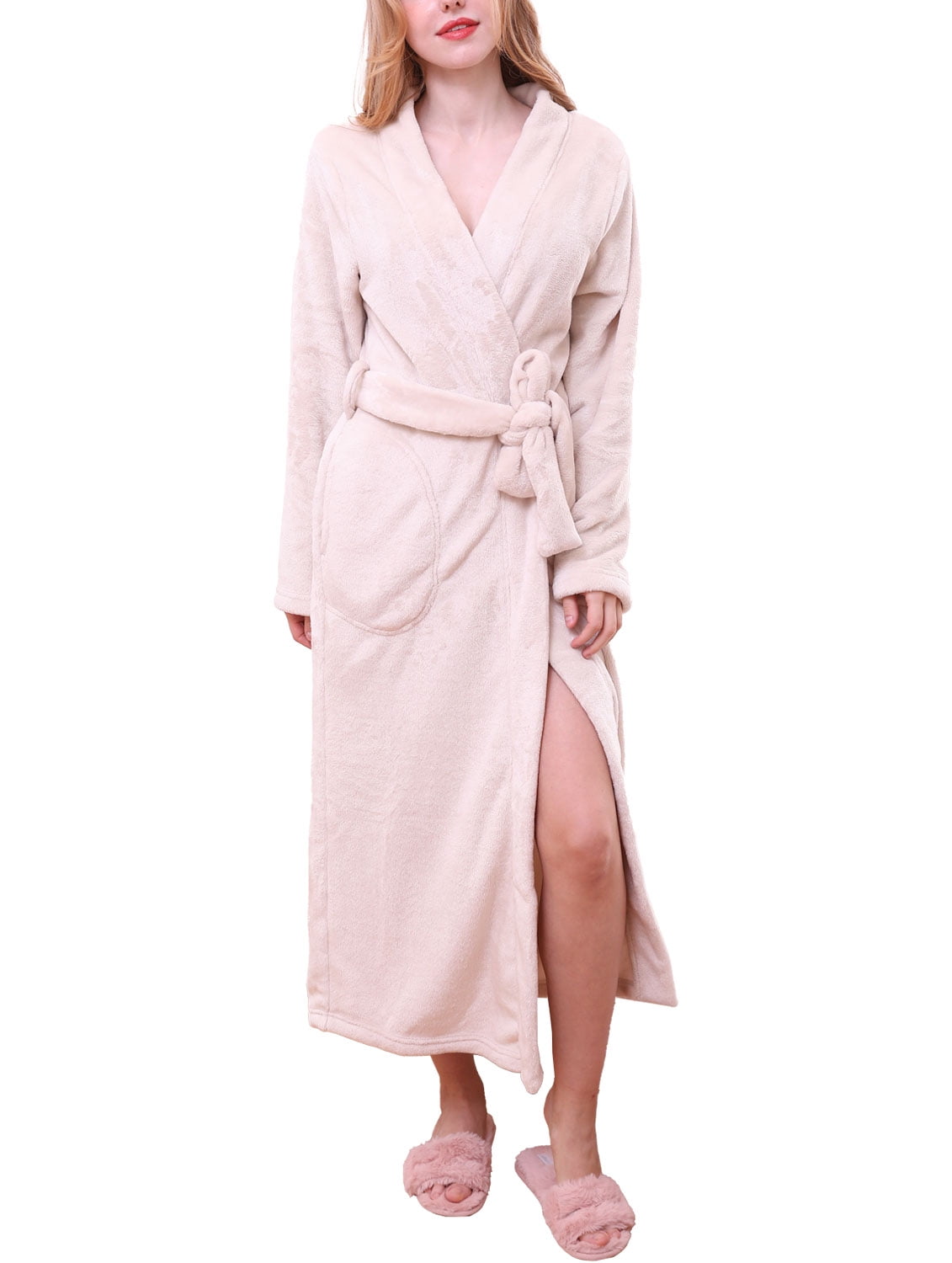 Moon Nite Women's Maxi Length Soft Robe Pajama with Waist Tie (Plus