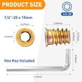 thumbnail image 2 of Threaded Insert 1/4"-20 x 15mm 40Pcs, Nut Threaded Wood Inserts Furniture Screw Connector for Wood Furniture with 6mm Hex Spanner, 2 of 7