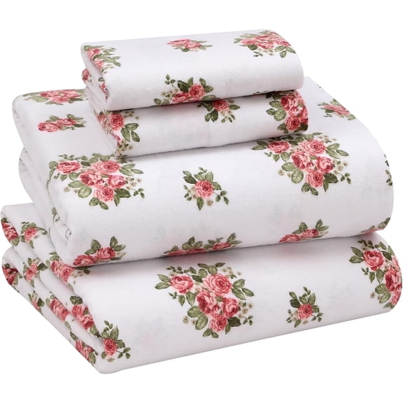 RUVANTI Flannel Sheets Queen Size - 100% Cotton Double Brushed Bed Sheets, Deep Pockets 16 Inches Queen Sheet Set, All Seasons Breathable & Extra Soft - Warm & Cozy, 4 Piece, Bali