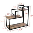 thumbnail image 3 of GDLF Trapezoidal Plant Stand 3-Tier Black Antique Wood Metal Rack, 3 of 9