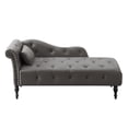 thumbnail image 4 of Velvet Chaise Lounge Zarler Indoor Modern Tufted Long Lounger with Pillow for Living Room Bedroom Office Gray, 4 of 10