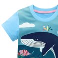 thumbnail image 3 of Odeerbi Kids Boys Girls T-shirt Ocean Cartoon Print Short Sleeve Tee Tops Children Summer Round Neck Cute Shirts Blue, 3 of 3