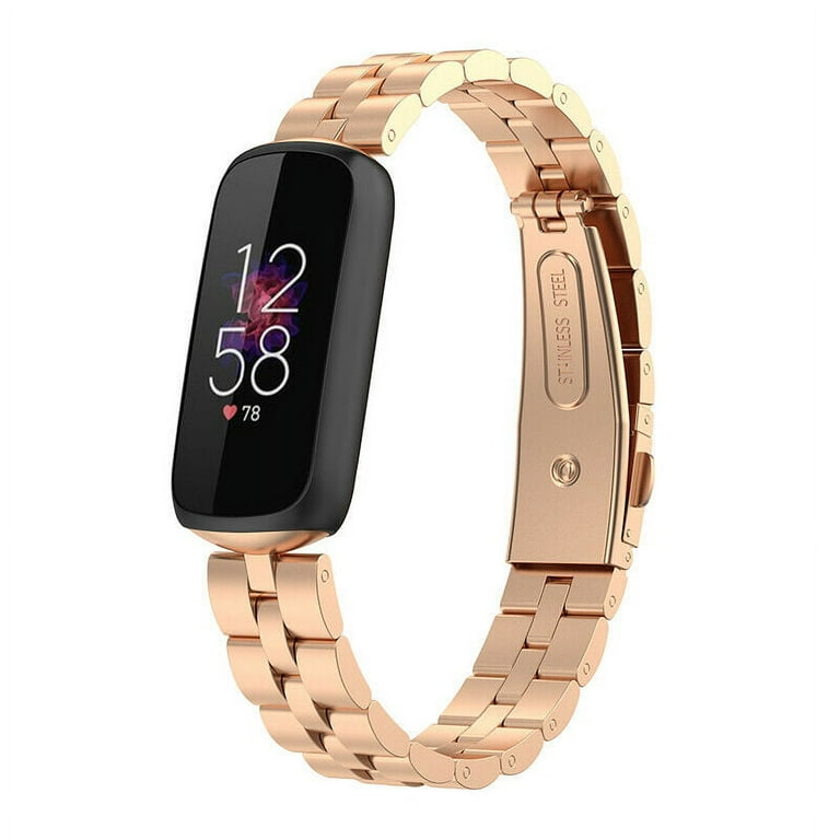 SOATUTO Compatible with Fitbit Luxe Bracelet Watch Bands Stainless Steel  Metal Classic Durable Replacement Strap Wristband Buckle Metal Strap Wrist  Band for Fitbit Luxe Fitness Tracker - Rose Gold 