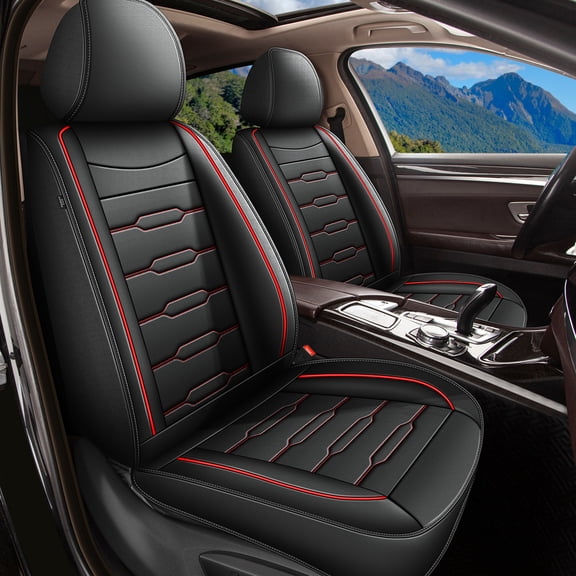 HQBQBUG Car Seat Cover Fit for Acura MDX 2004-2025 Breathable Leather Automotive Seat Covers Front Pair Anti-Slip Seat Cover Red,Front Set(2 Seats)