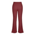 thumbnail image 6 of XFLWAM Women's High Waist Flare Pants Casual Wide Leg Bell Bottom Leggings Solid Color Plus Size Long Trousers with Pockets Wine Red M, 6 of 7