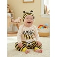 thumbnail image 5 of BemeyourBBs Newborn Baby Bee Outfit New to the Hive Letter Long Sleeve Romper Striped Pants and Antenna Hat Spring Fall Clothes, 5 of 9