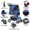 thumbnail image 4 of Pet Stroller 4 Wheels Dog Cat Stroller for Small Medium Dog Cats Carrier Jogger Travel Foldable Puppy Stroller with Storage Basket and Cup Holder (Navy Blue), 4 of 15