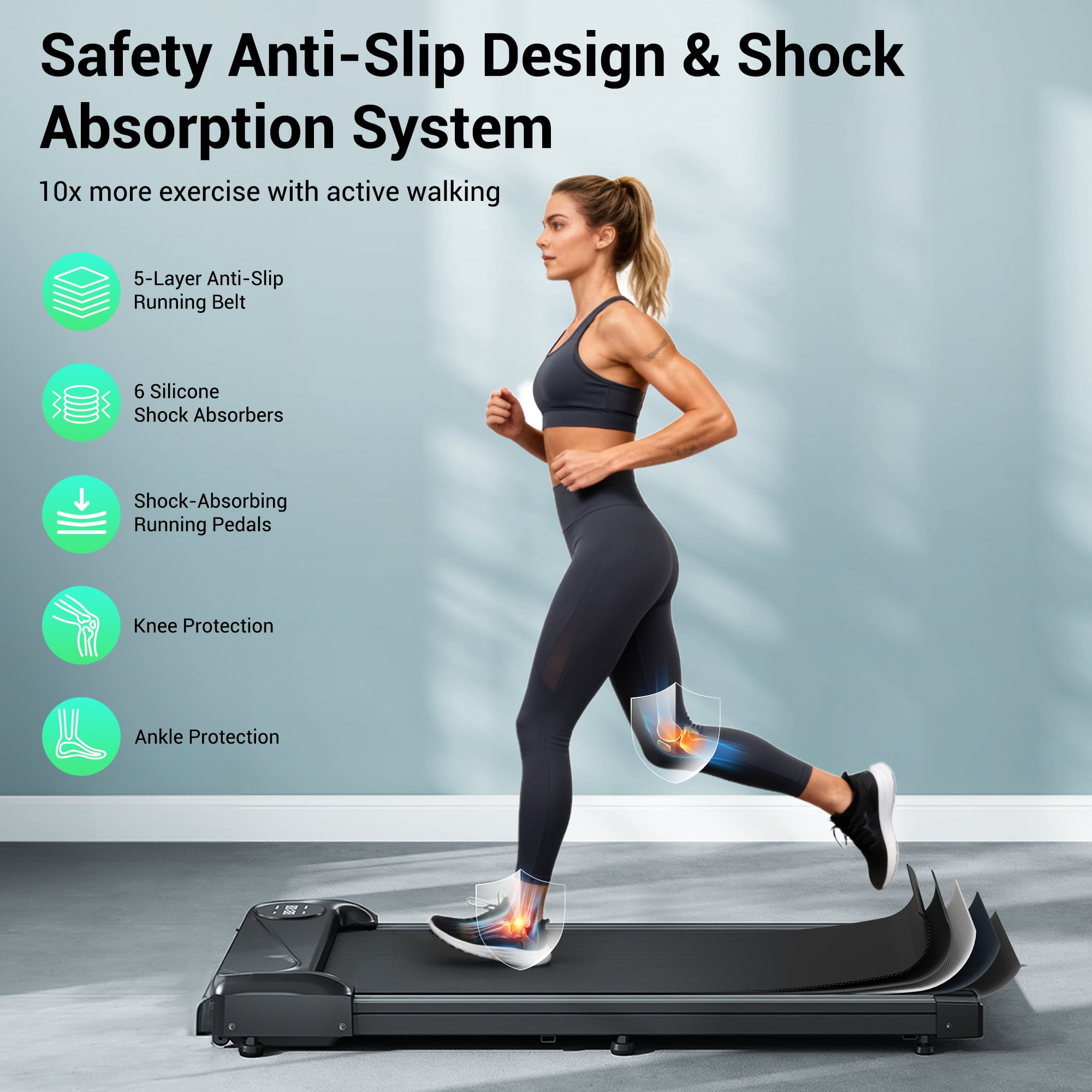 COFUNOK  3.0HP Walking Pad,Under Desk Treadmill,Portable Small Treadmill LED Display & Remote Control for Home/Office,Walking Jogging Machine,Weight Capacity 265 LBS