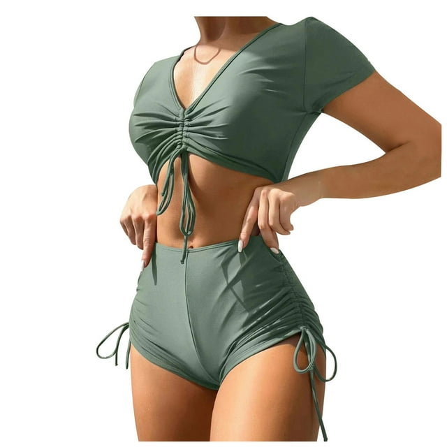 MKLEKYY Trajes De Baño Mujer Dos Piezas Women'S Bikini Set High Waisted Two Piece Swimsuit Swimsuit
