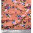thumbnail image 1 of Soimoi Orange Japan Crepe Satin Fabric Stripe,Cyclamen & Rose Floral Printed Craft Fabric by the Yard 42 Inch Wide, 1 of 1