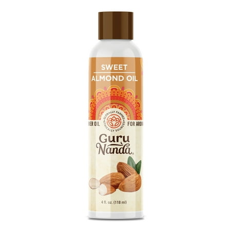 Guru Nanda Sweet Almond Oil Carrier Oil, 4 Oz (Best Carrier Oil For Sensitive Skin)