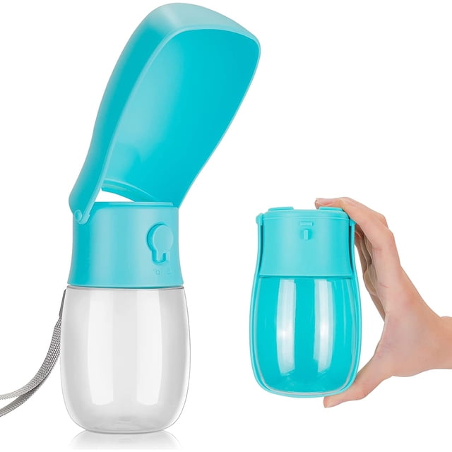 Botella de agua plegable para perros, botella de agua para perros de 280 ml, botella de agua portátil para perros para paseos al aire libre y viajes - Azul