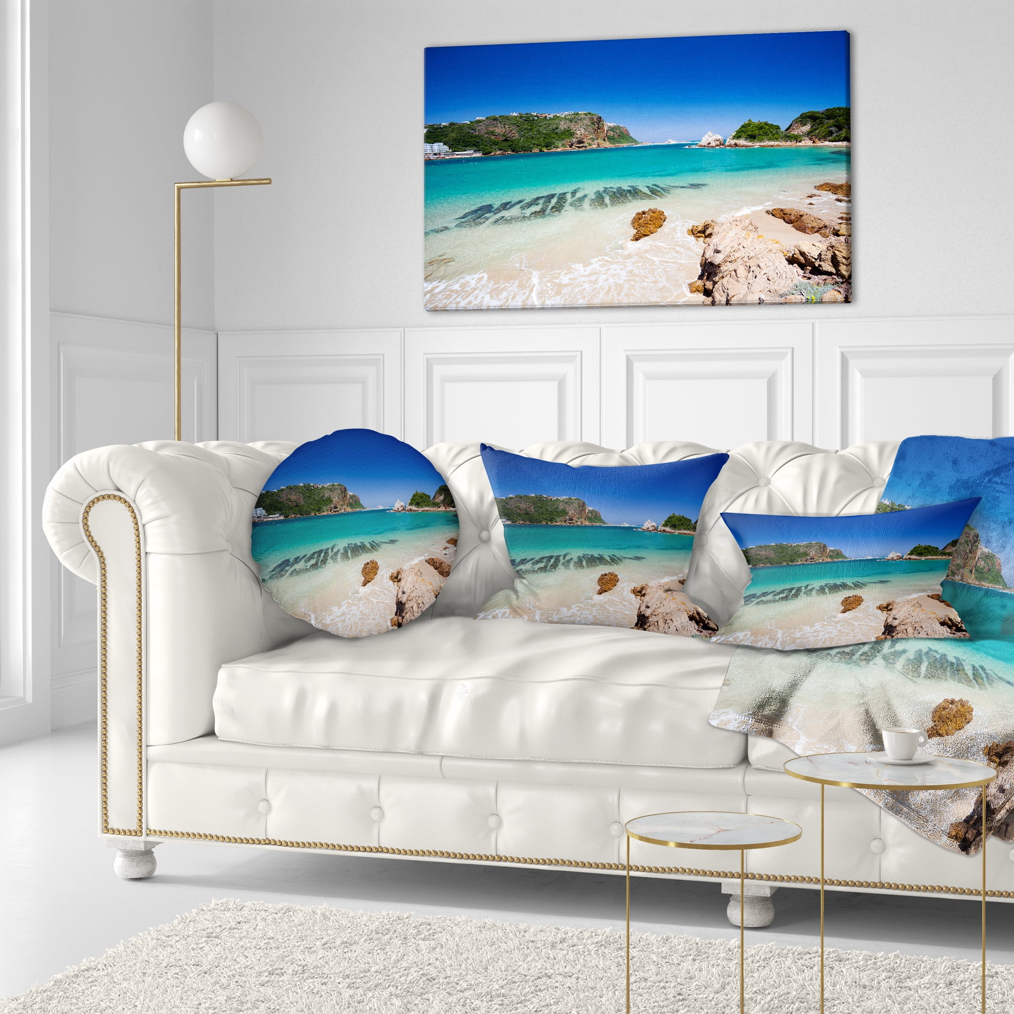 Designart Beautiful Knysna Beach South Africa - Seashore Throw Pillow - 12x20