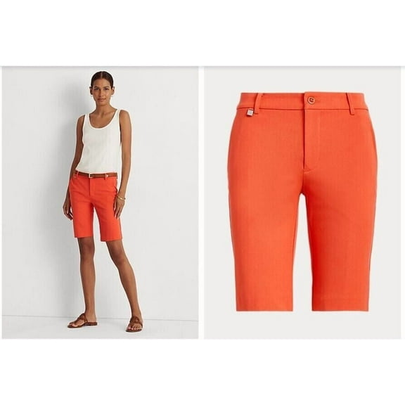 Lauren Ralph Lauren Cotton Twill Bermuda Shorts Orange Size 8P MSRP $80