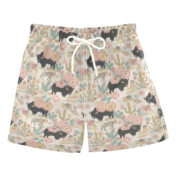 FORMRS Boys Swim Trunks Quick Dry Mesh Lining Beach Boardshorts, Sizes XS-XL, West Wild Pattern