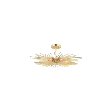 Homestock Mid-Century Marvel 24-In W Modern Ceiling Lights Semi Flush Mount Ceiling Light, Ceiling-Mounted Lights Semi-Flush Mount Lights, Gold , 24"W X 9.5"H X 24"D